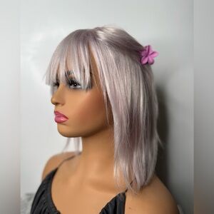 Elegant Silver Wig Human Hair